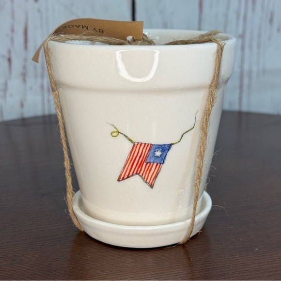 RAE DUNN 4th of July 2 piece set ceramic planter 4.5”x5” new - Picture 4 of 7